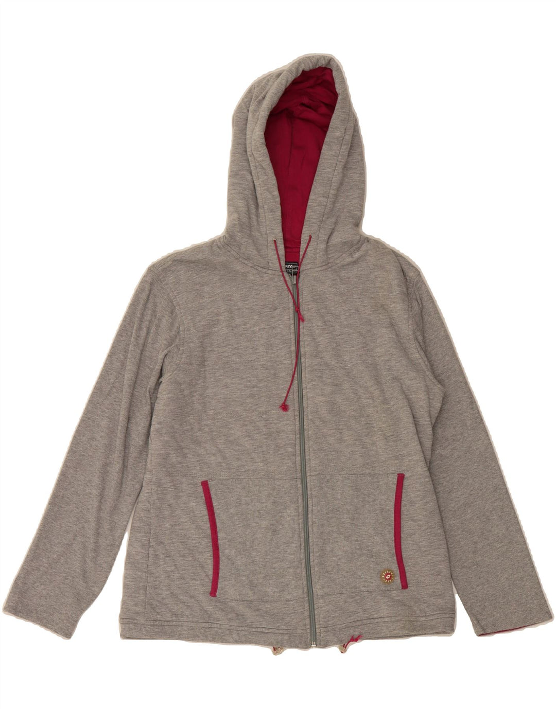 LOTTO Womens Zip Hoodie Sweater UK 12 Medium  Grey Cotton Vintage Lotto and Second-Hand Lotto from Messina Hembry 