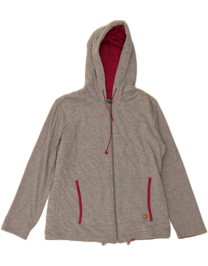 LOTTO Womens Zip Hoodie Sweater UK 12 Medium  Grey Cotton Vintage Lotto and Second-Hand Lotto from Messina Hembry 