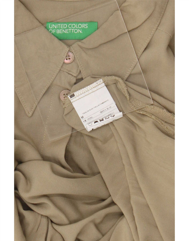 Benetton skjortebluse til kvinder UK 14 Medium Green Viscose
