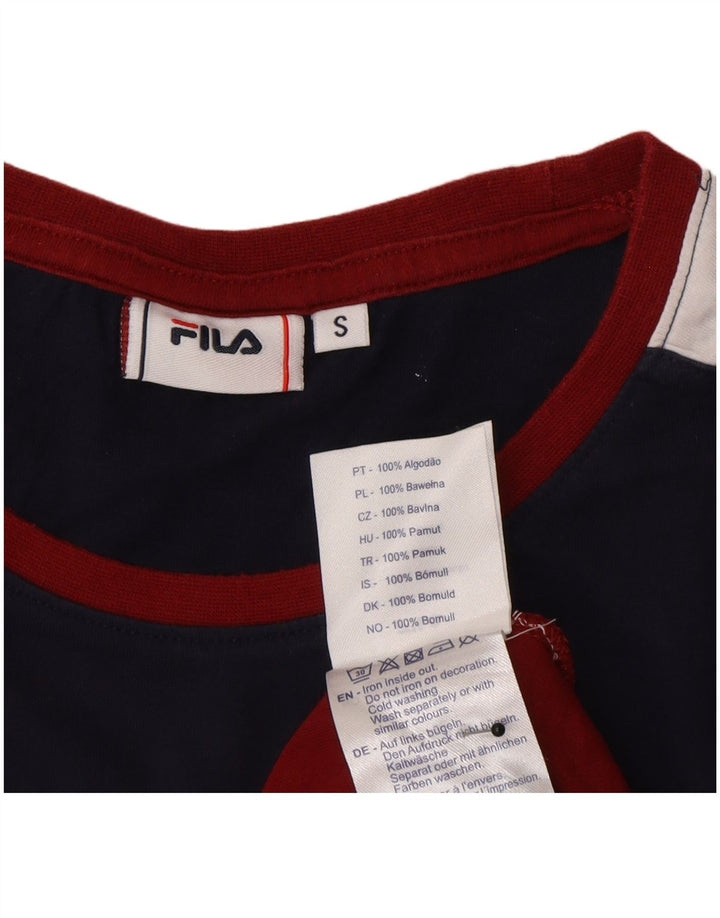 Fila Herre T-Shirt Top Lille Rød Colourblock Bomuld