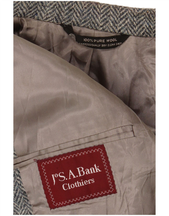 J.S.A. BANK Herre 2-knaps blazerjakke UK 38 Mellemgrå sildebensuld