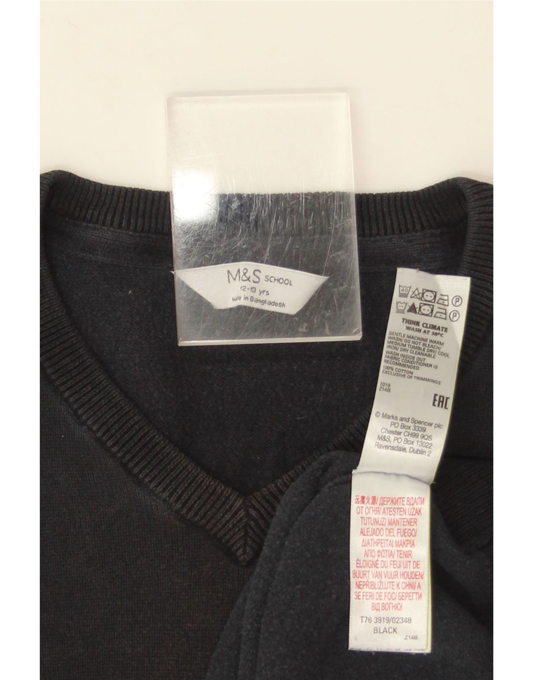 Marks & Spencer Boys V-hals sweater 12-13 år sort bomuld
