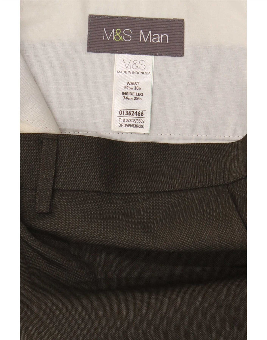 Marks & Spencer Straight Suit Bukser til mænd W36 L29 brun polyester