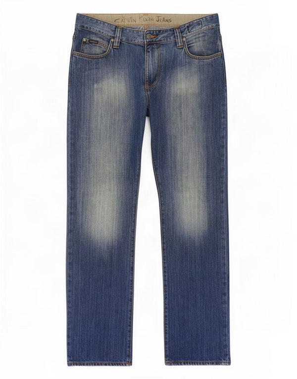 Calvin Klein Straight Jeans til mænd W34 L34 Blå Bomuld