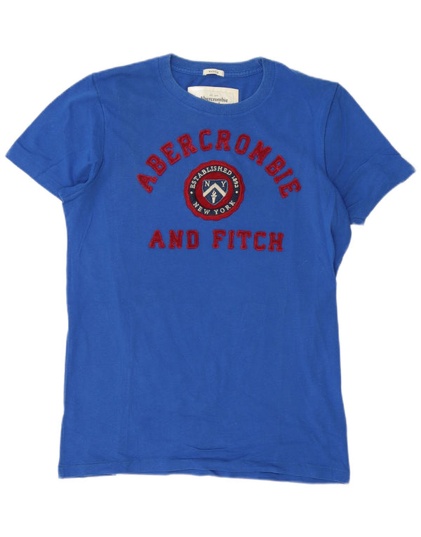 Abercrombie & Fitch Herre Muscle Graphic T-Shirt Top Medium Blue Bomuld