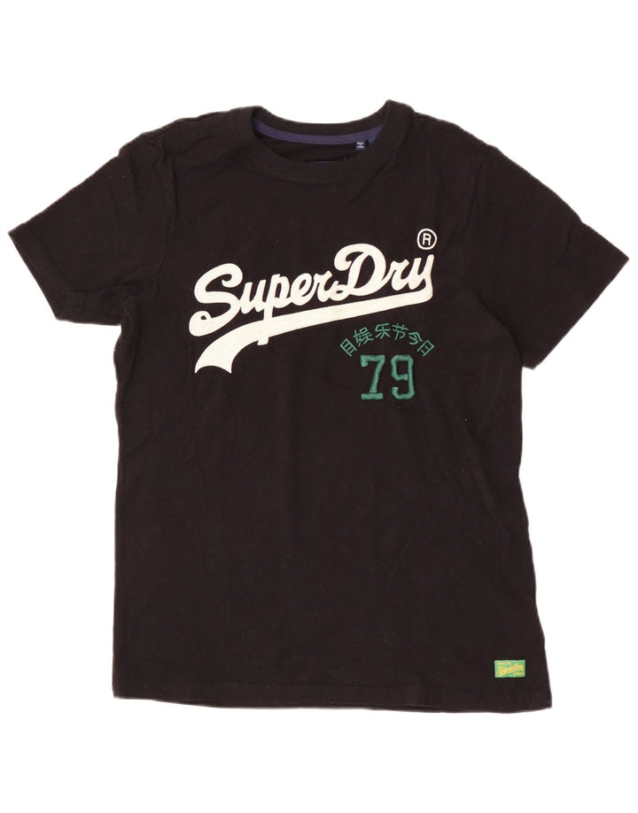 Superdry Grafisk T-shirt top til mænd, lille sort bomuld