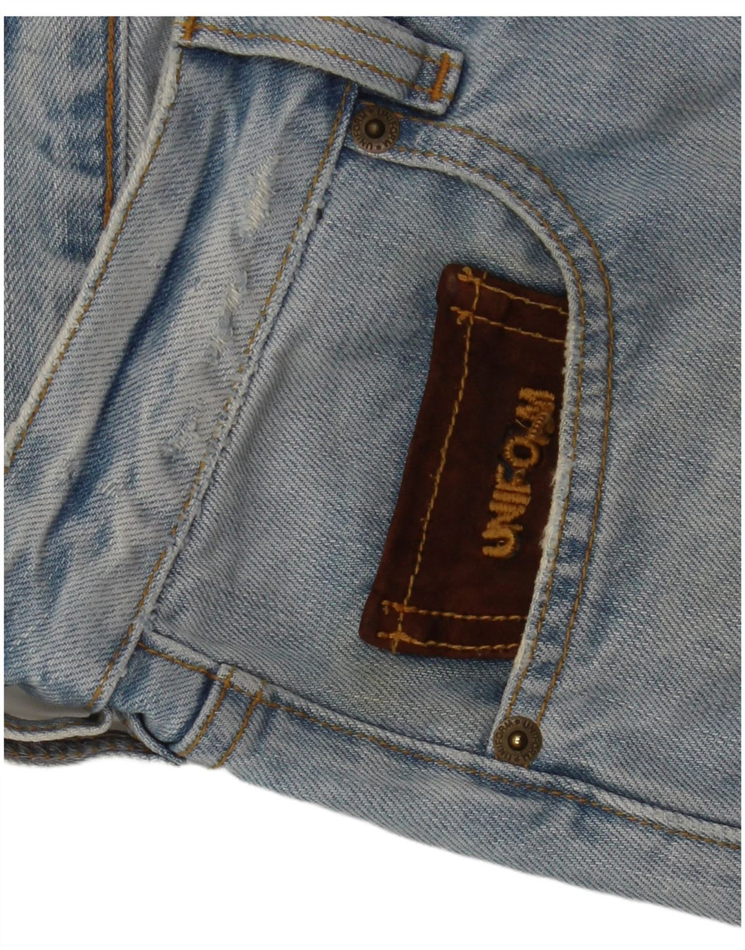 Uniform Herre Distressed Denim Shorts W30 Medium Blue Cotton