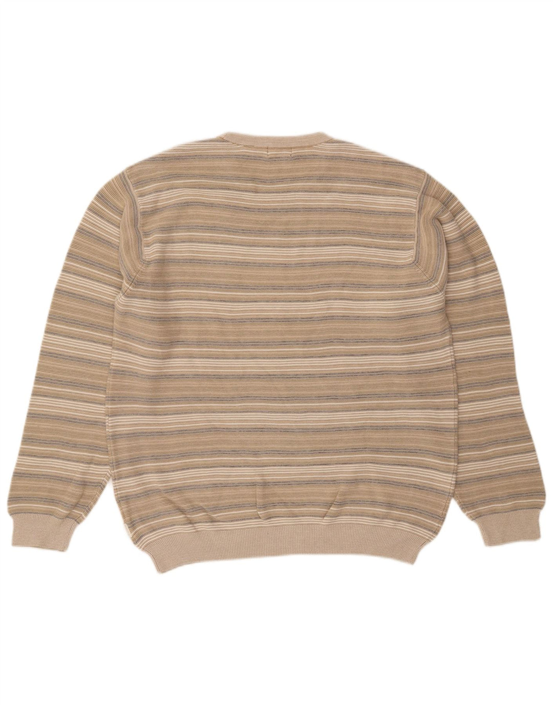 IZOD Herre sweater med rund hals, medium beige stribet bomuld
