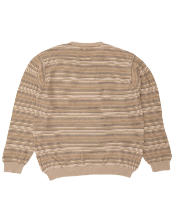 IZOD Herre sweater med rund hals, medium beige stribet bomuld