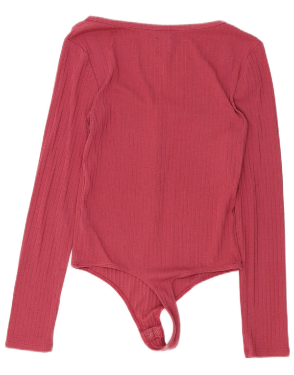 Gap Dame Langærmet Bodysuit UK 10 Small Pink Bomuld