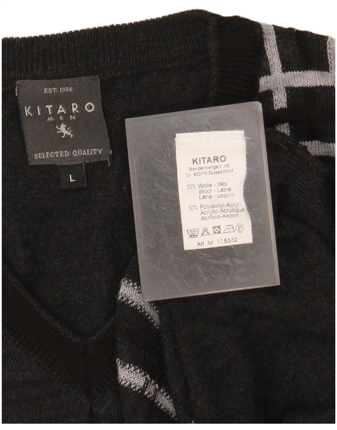 KITARO Herre V-hals sweater Stor grå ternet uld
