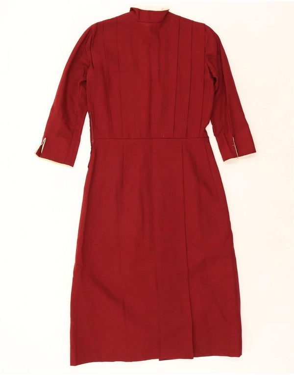 Vintage Womens Long Sleeve Maxi Dress UK 10 Small Red