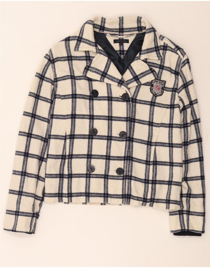 Tommy Hilfiger Pige Ærtefrakke 15-16 År Hvid Ternet Polyester
