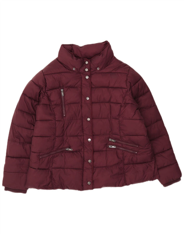 Monsoon Dame Polstret Jakke UK 18 XL Burgundy Nylon