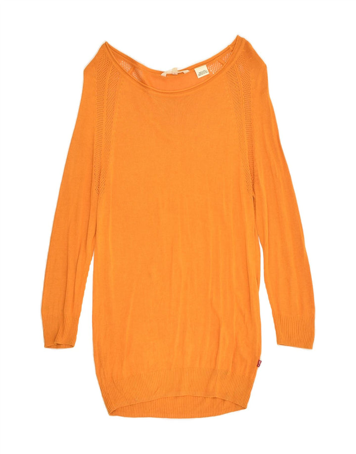 LEVI'S Womens Longline Boat Neck Jumper Sweater UK 8 Small Orange | Vintage Levi's | Thrift | Second-Hand Levi's | Used Clothing | Messina Hembry 