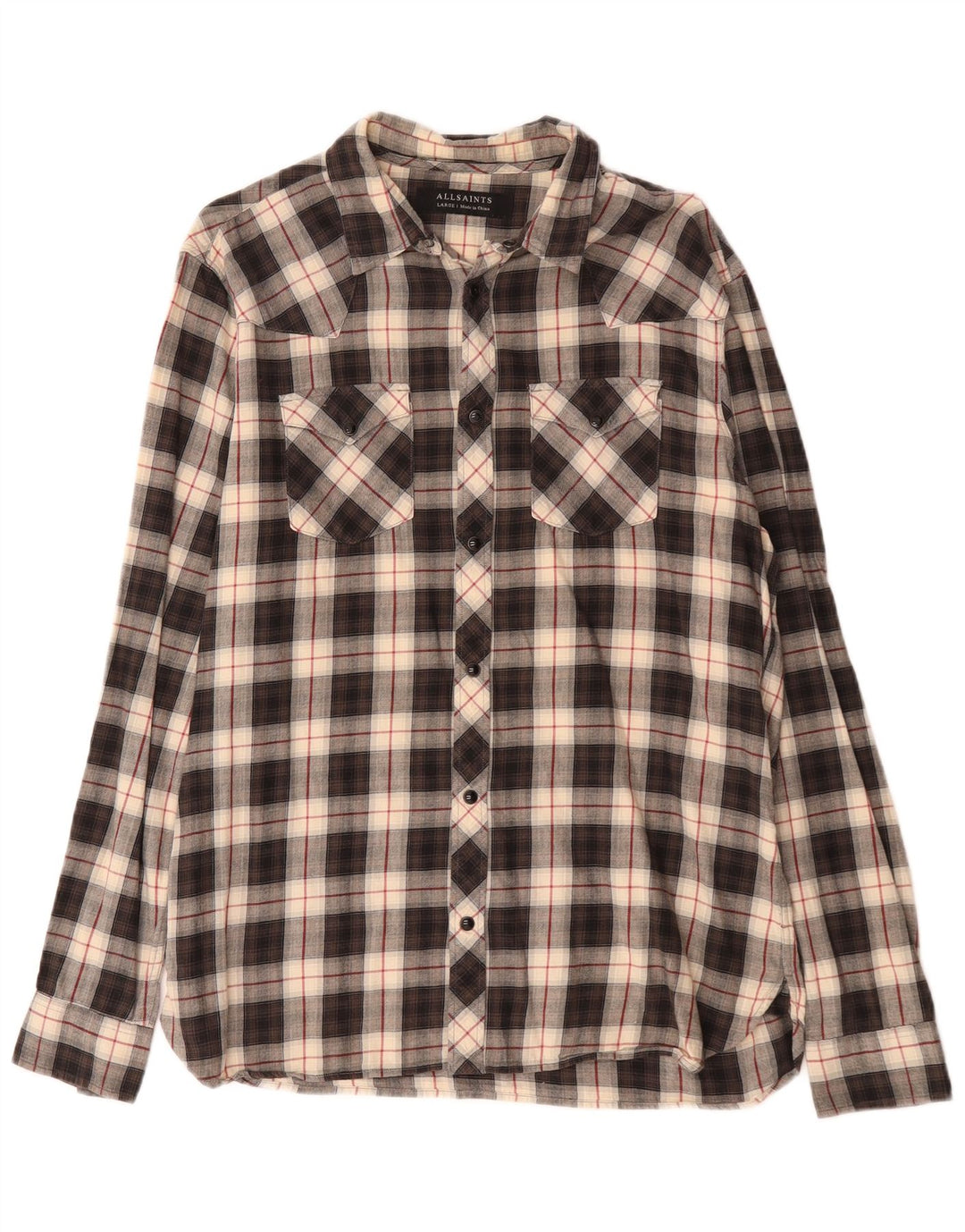 All Saints Herre Flanelskjorte Stor sort ternet bomuld