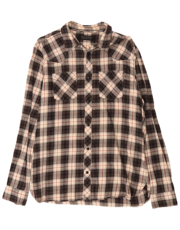 All Saints Herre Flanelskjorte Stor sort ternet bomuld