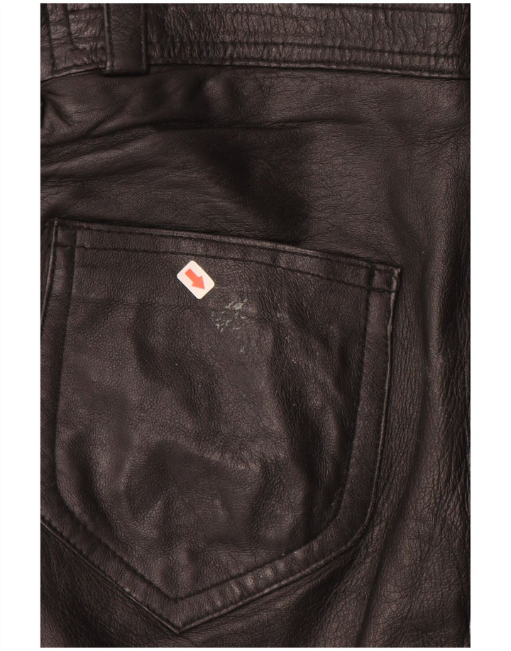 VINTAGE lige læderbukser til kvinder IT 40 Small W28 L28 sort læder