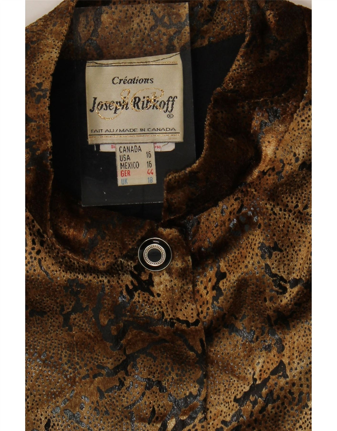 JOSEPH RIBKOFF Womens Overcoat UK 18 XL  Brown Animal Print Polyester Vintage Joseph Ribkoff and Second-Hand Joseph Ribkoff from Messina Hembry 