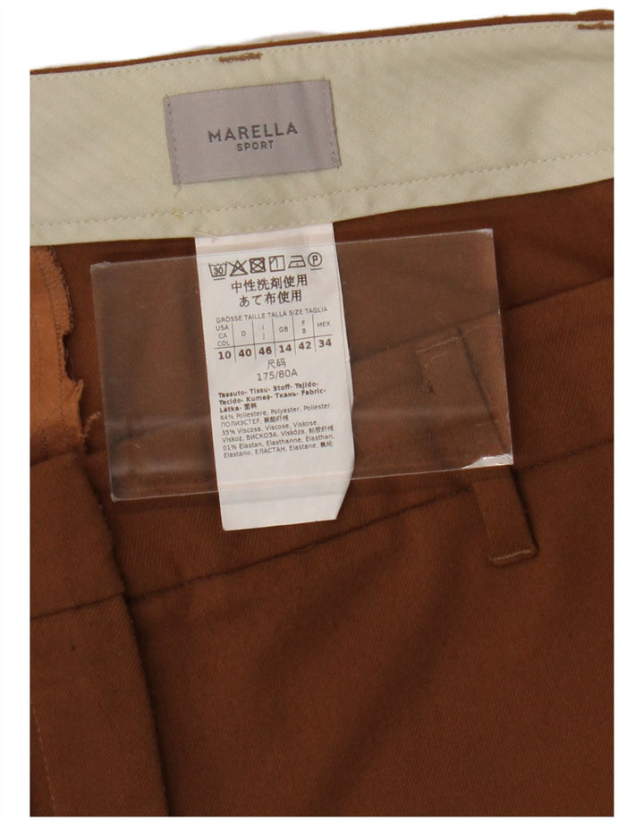 MARELLA Dame Slim Suit Bukser UK 14 Large W34 L28 Brun Polyester