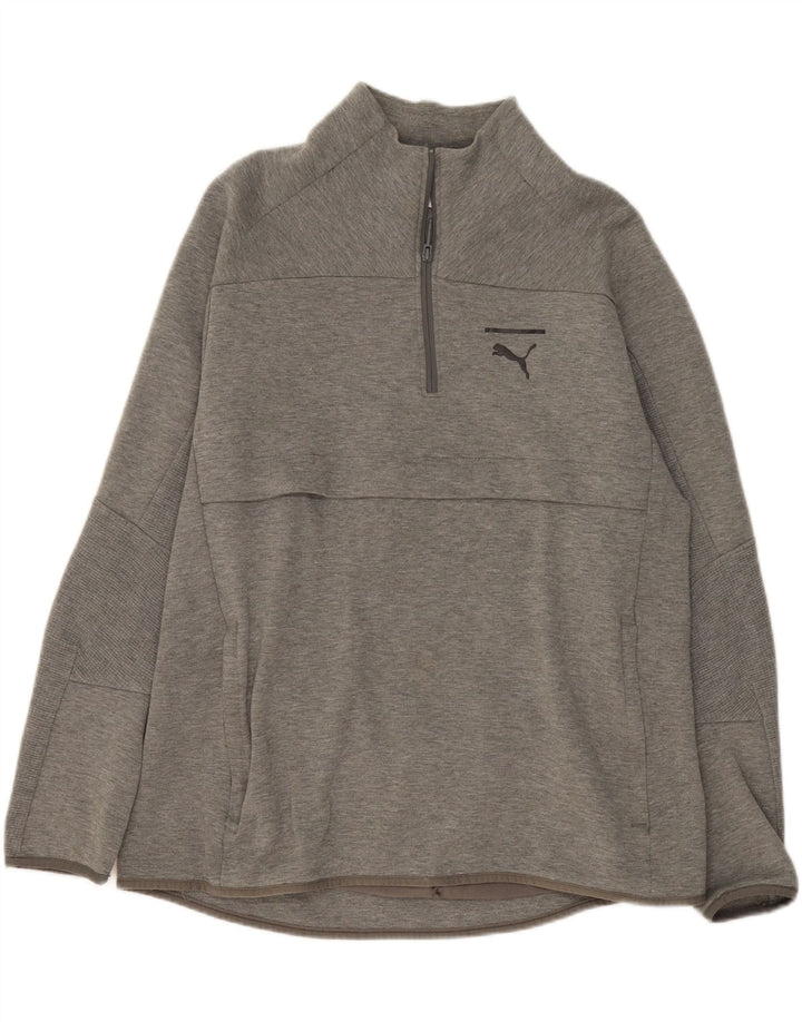 PUMA Mens Zip Neck Sweatshirt Jumper Large Grey Vintage Puma and Second-Hand Puma from Messina Hembry 