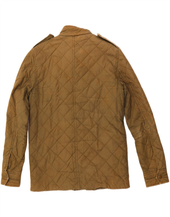 JACK WILLS Herre Militær Quiltet Jakke UK 36 Small Khaki Cotton