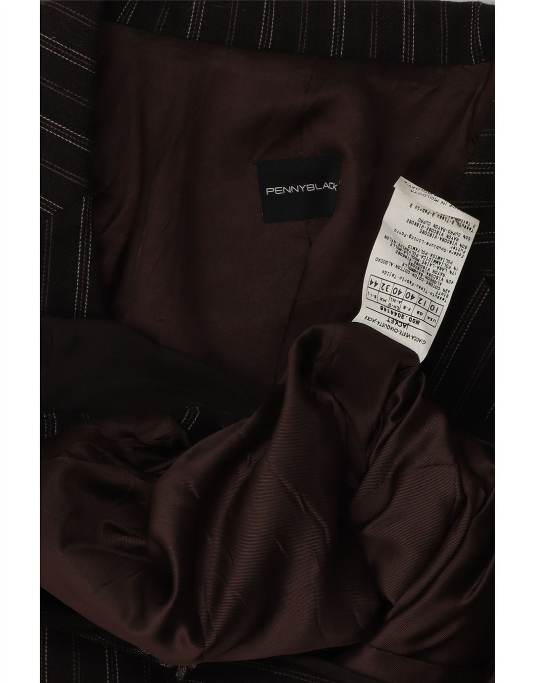 Penny Black Dame 3-knaps blazerjakke UK 12 Mellem brun stribet bomuld