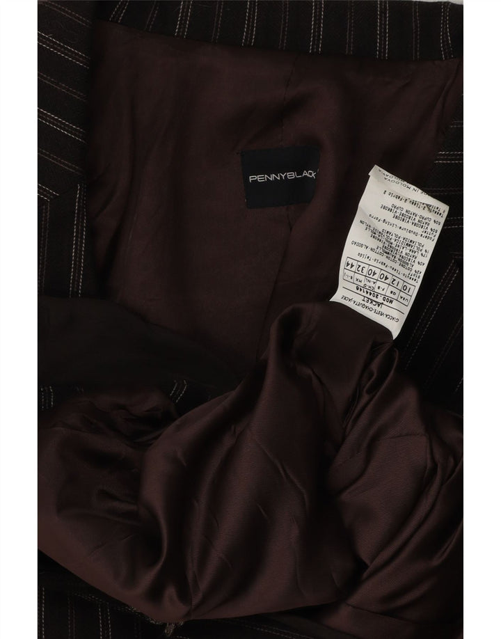 Penny Black Dame 3-knaps blazerjakke UK 12 Mellem brun stribet bomuld