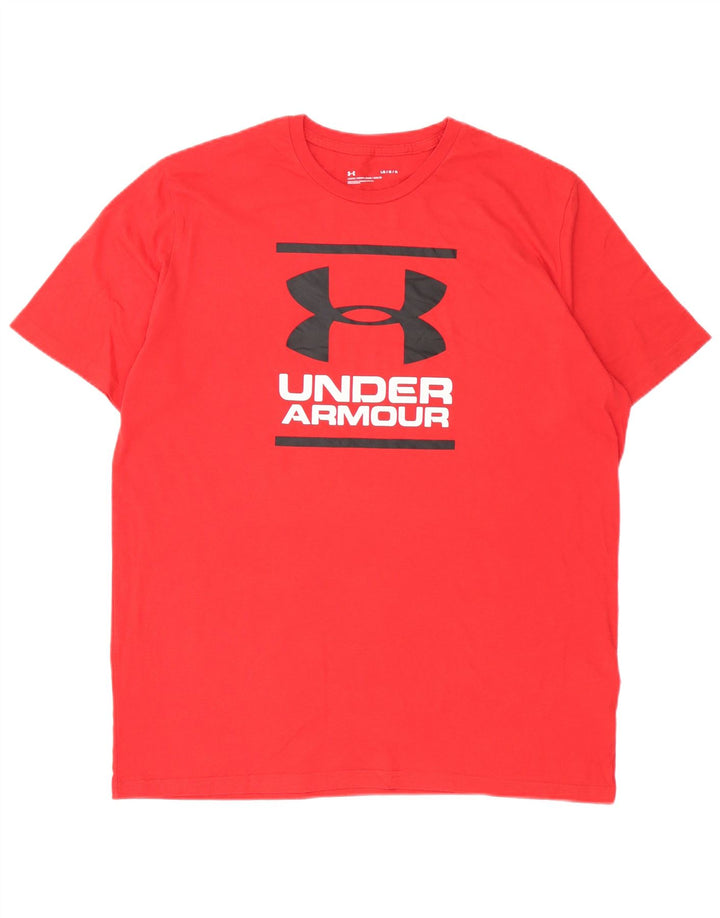 Under Armour Herre Grafisk T-Shirt Top Stor Rød Bomuld