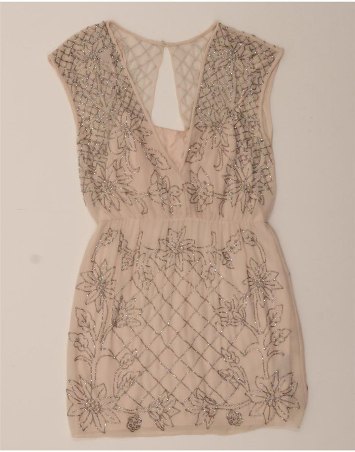 NEEDLE & THREAD Womens Sleeveless Sheath Dress UK 12 Medium Pink Floral Vintage Needle & Thread and Second-Hand Needle & Thread from Messina Hembry 