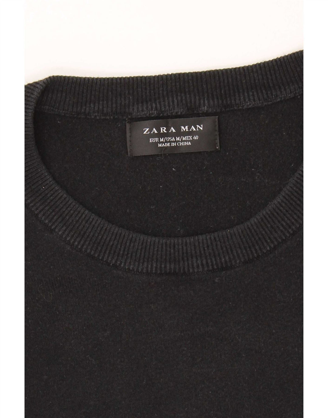 Zara Herre grafisk rund hals sweater mellemblå