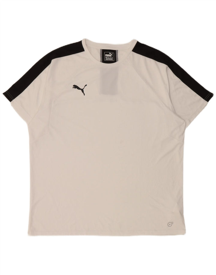 PUMA Herre T-Shirt Top 2XL Hvid Colourblock Polyester