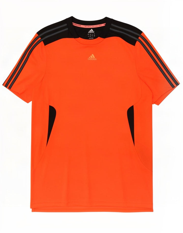 Adidas Herre Climacool T-Shirt Top Medium Orange Colourblock Polyester