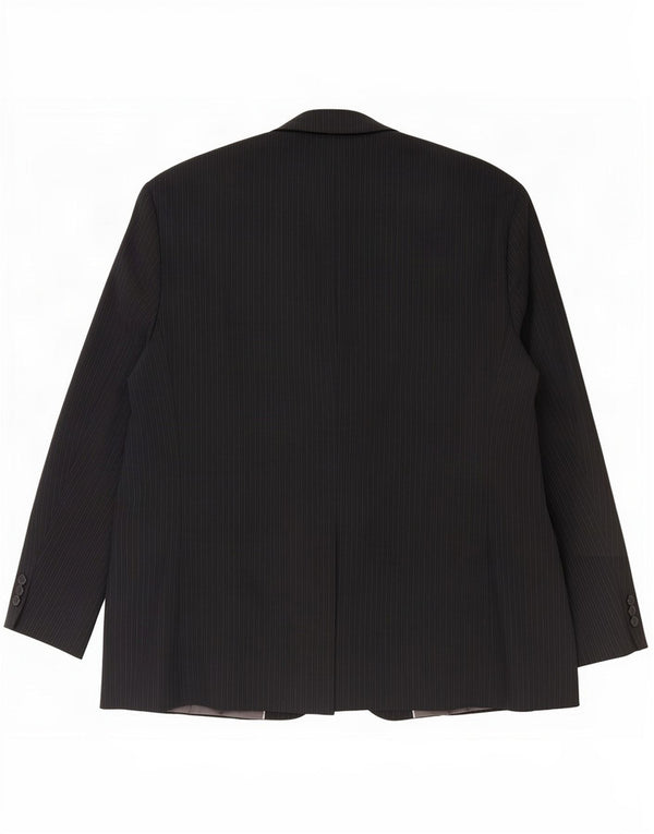 Marks & Spencer Herre Short 3 Button Blazer Jacket UK 48 2XL Black Pinstripe