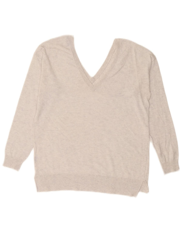 Zara Dame V-hals sweater UK 16 Stor Grå