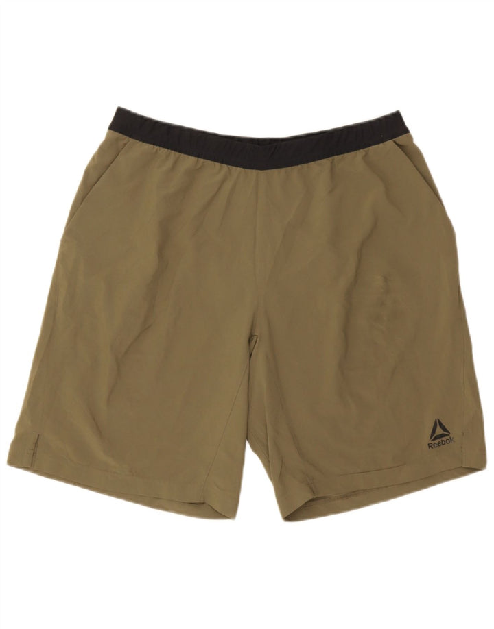 Reebok Herre Sportshorts Medium Khaki Colourblock Polyester