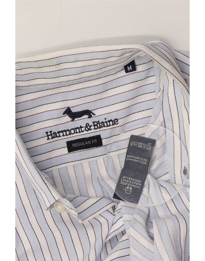 Harmont & Blaine Herre Regular Fit skjorte Medium blå stribet lammeuld