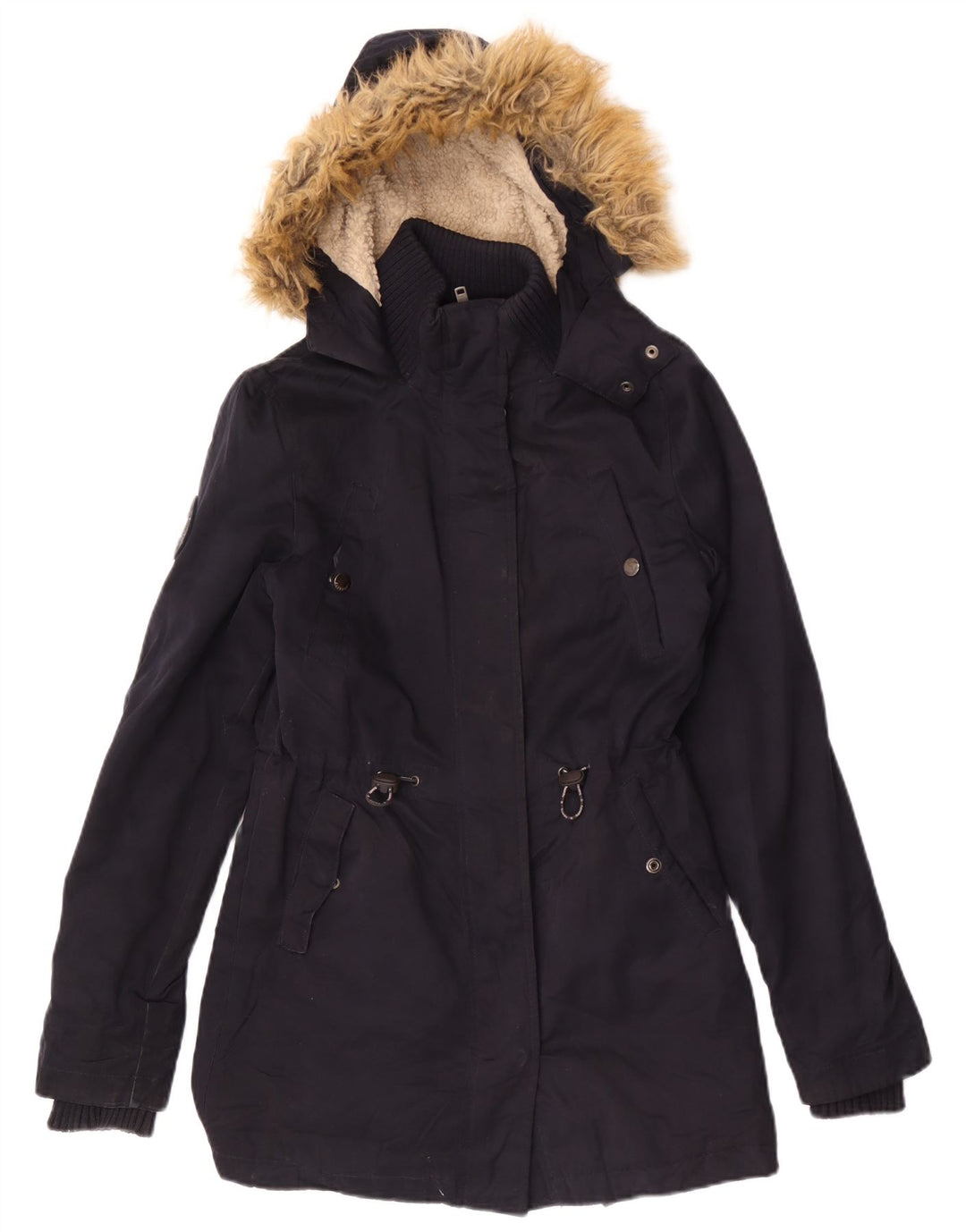 Superdry Parkajakke med hætte til kvinder UK 6 XS marineblå polyester