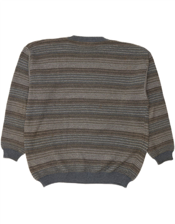 RODES Herre rund hals sweater 2XL flerfarvet stribet bomuld