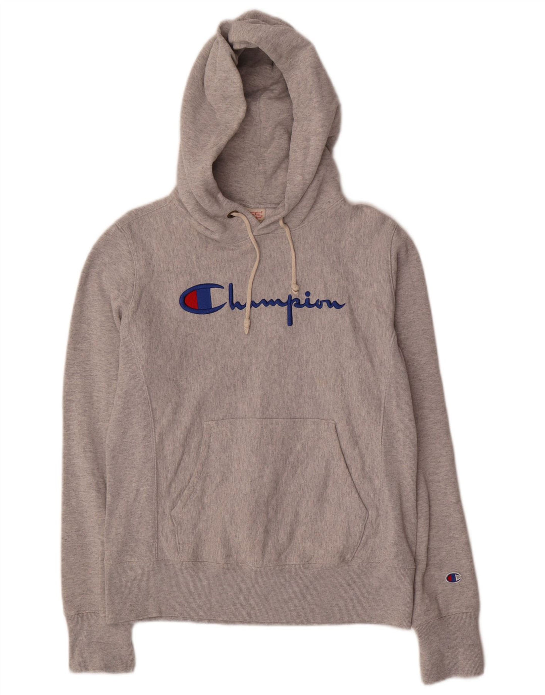 CHAMPION Dame Reverse Weave Grafisk Hoodie Jumper UK 14 Medium Grey