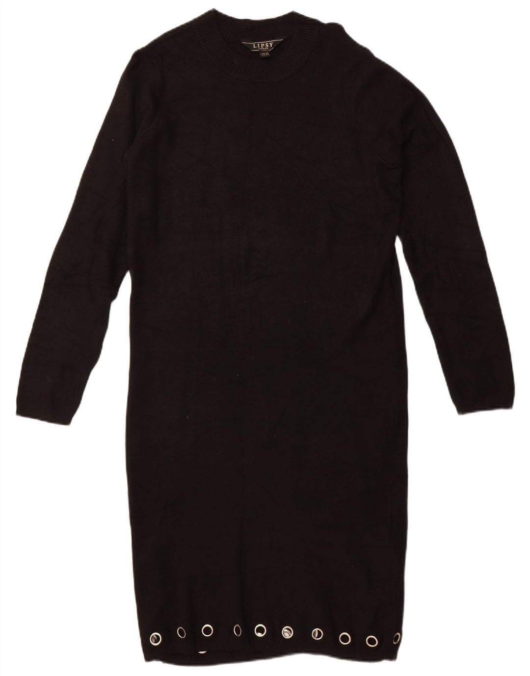 Lipsy Dame Langærmet Jumper Kjole UK 14 Stor Sort Viscose