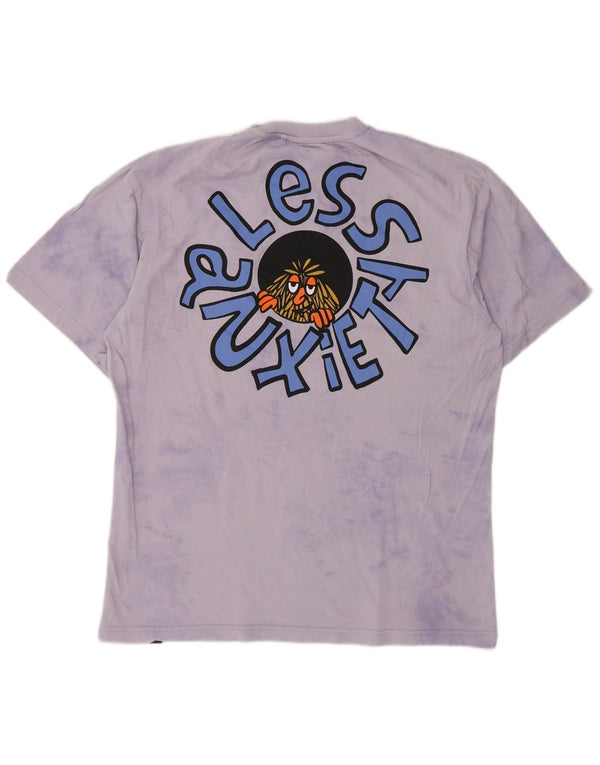 Pull & Bear Herre grafisk T-shirt Top Medium Lilla Tie Dye