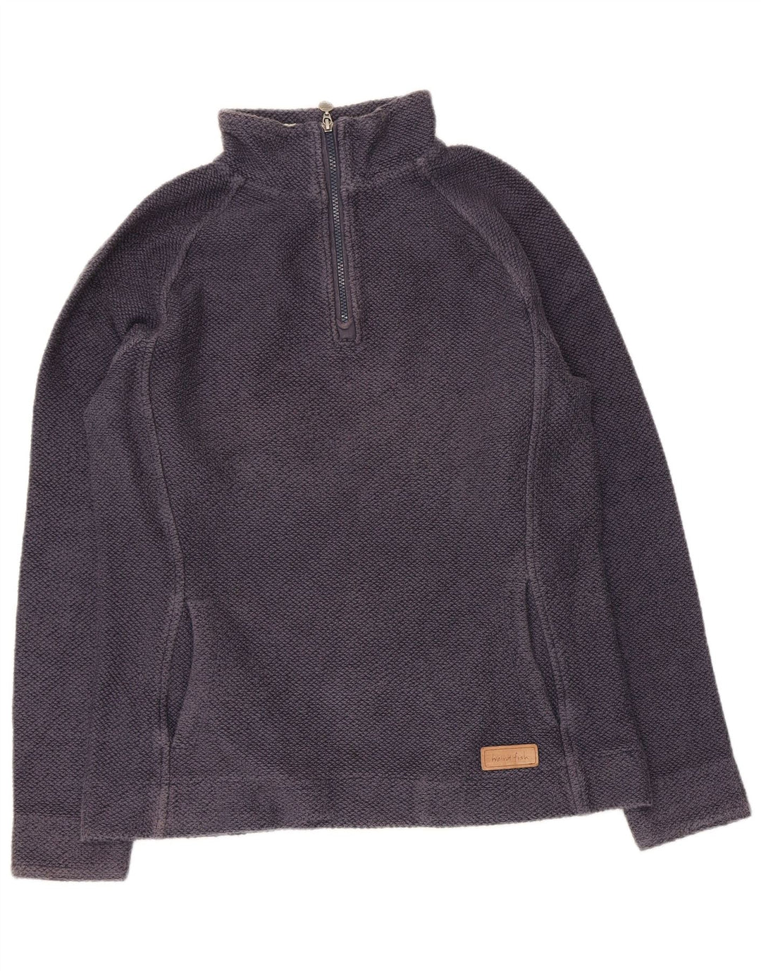 Weird Fish Dame Zip Neck Sweatshirt Jumper UK 12 Medium Navy Blue Bomuld