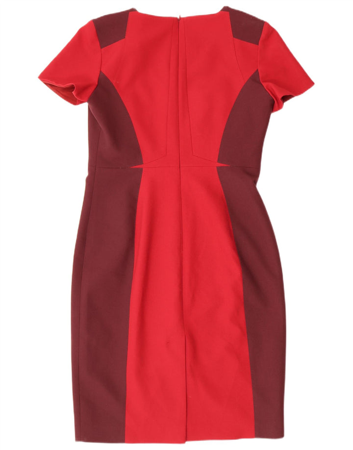 KAREN MILLEN Womens Sheath Dress UK 16 Large Red Colourblock Polyester