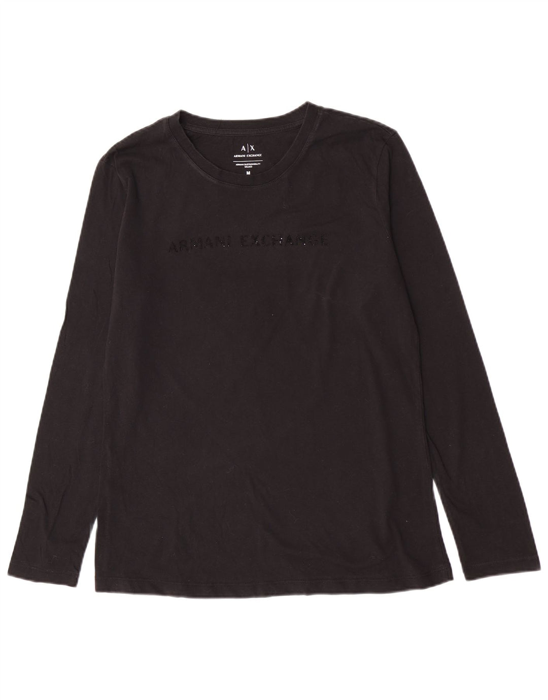 Armani Exchange Dame Grafisk Top Langærmet UK 12 Medium Sort