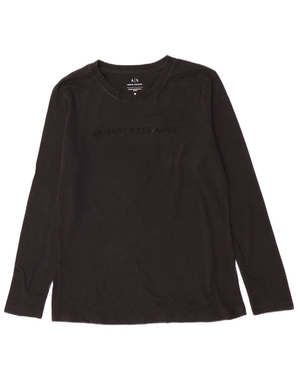 Armani Exchange Dame Grafisk Top Langærmet UK 12 Medium Sort