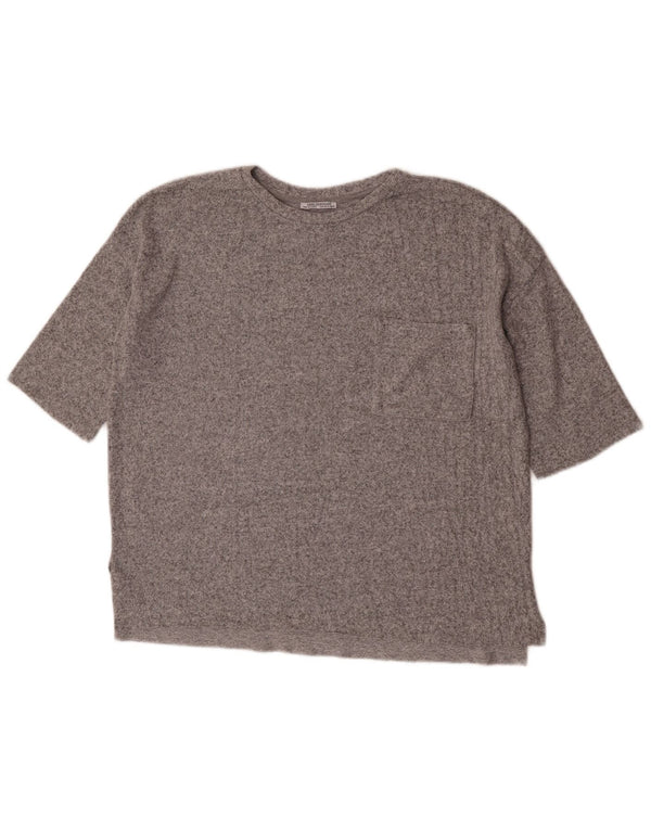 Zara Dame Trafaluc Oversized T-Shirt Top UK 10 Small Grey Flecked