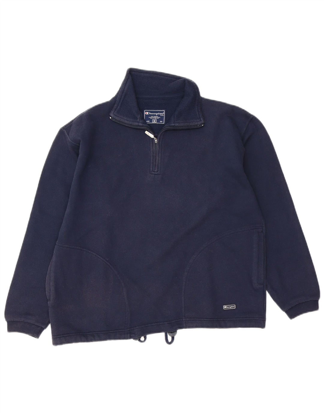 CHAMPION Sweatshirt med lynlås til kvinder UK 14 Medium Navyblå Bomuld