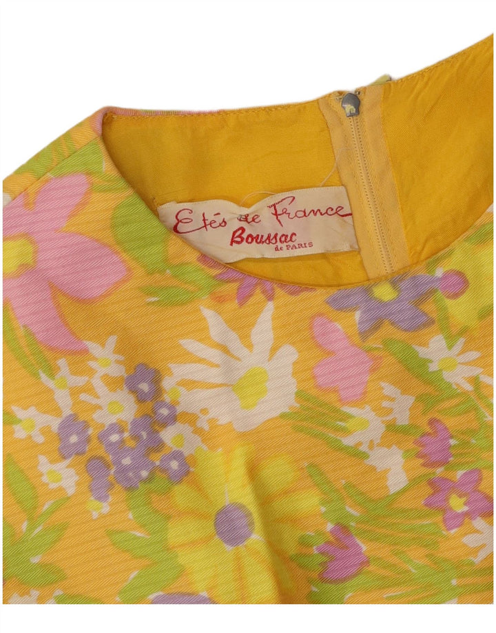 BOUSSAC Womens Ærmeløs Skede Kjole UK 14 Medium Yellow Floral
