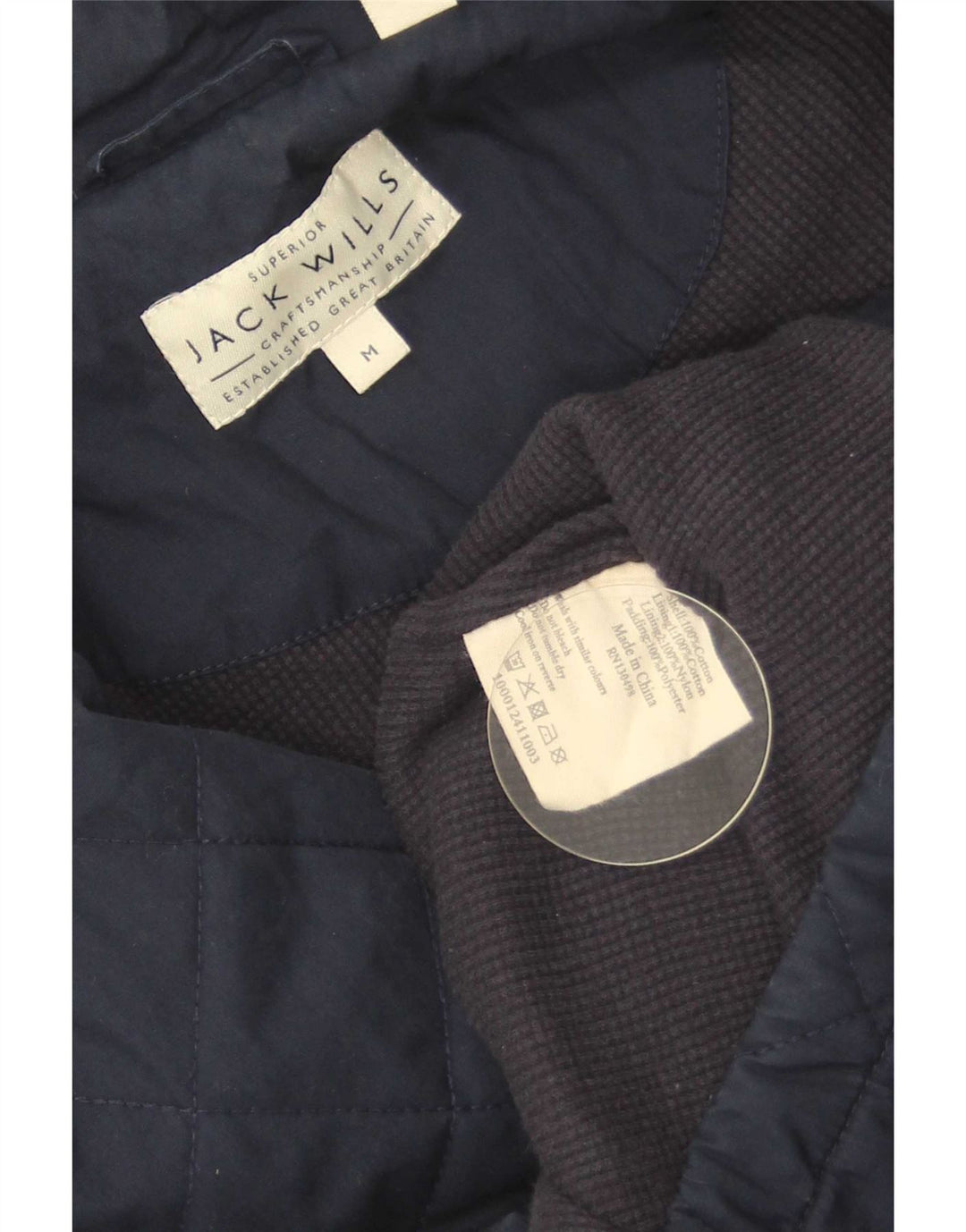 Jack Wills Herre quiltet jakke UK 38 Mellem marineblå bomuld